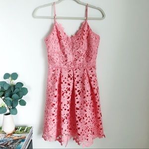 ADELYN RAE Cocktail Lace Dress size S Pink Coral